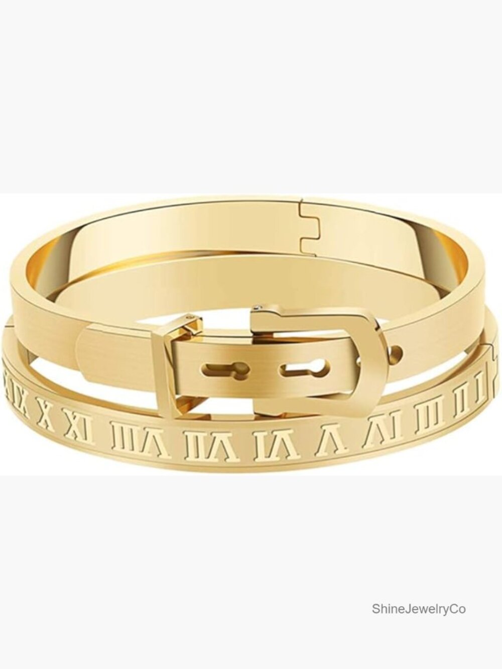 Roman Numeral Bangle Bracelet Stainless Steel Engraved Unisex Gift